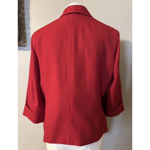 Kasper Separates Suit Jacket Blazer 14 Red Open Front 3/4 Long Sleeve NEW - Picture 5 of 11